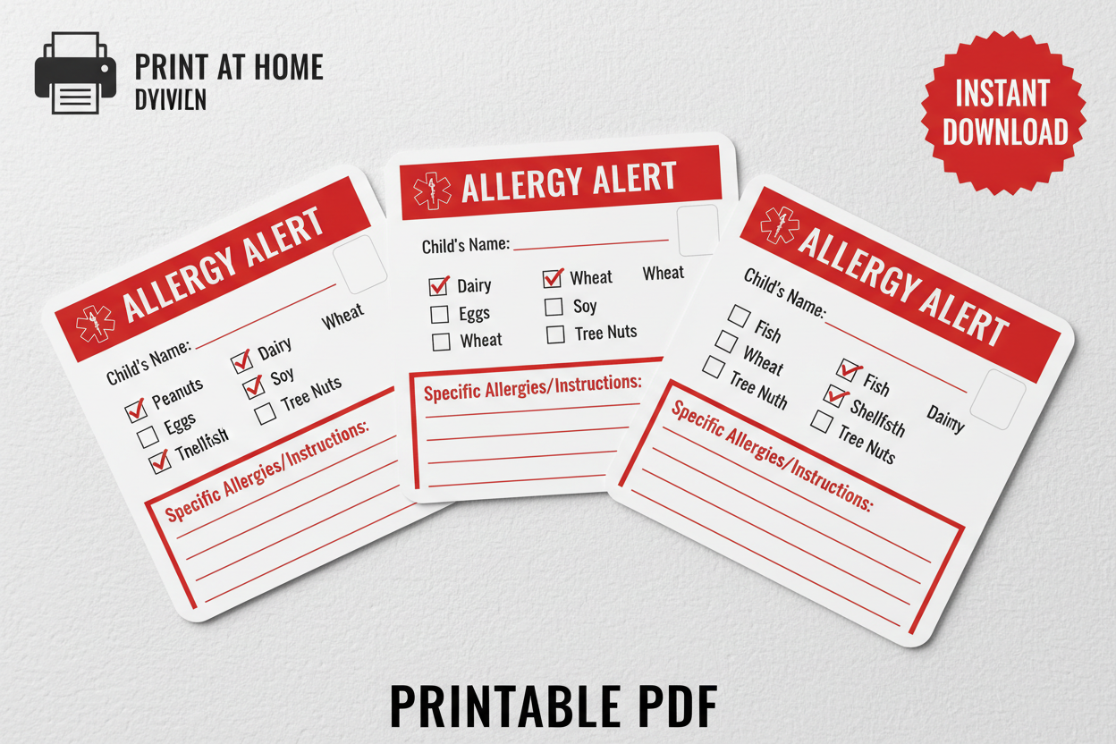 Allergy Alert Cards Product Mockup