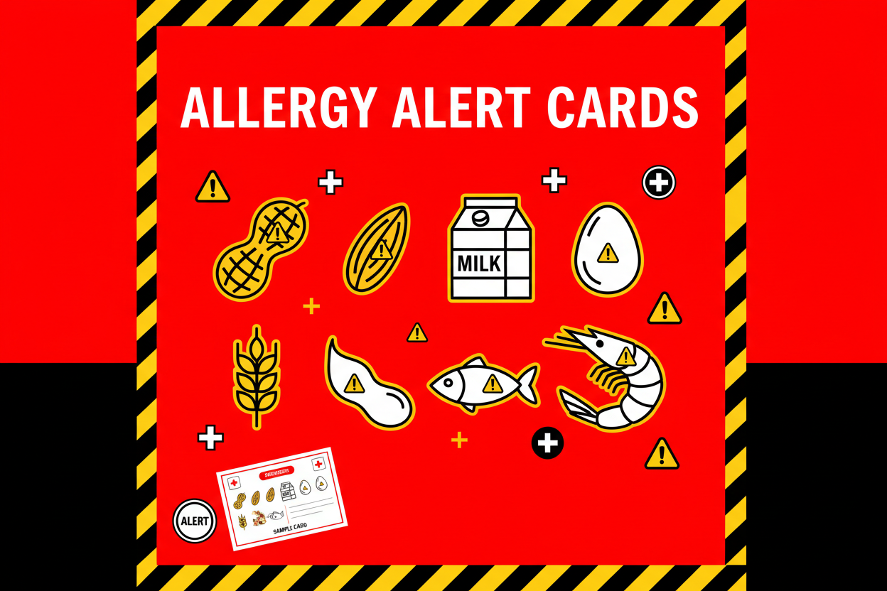 Allergy Alert Cards - Red High Visibility